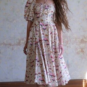 Selkie Day Dress with Mushroom Print